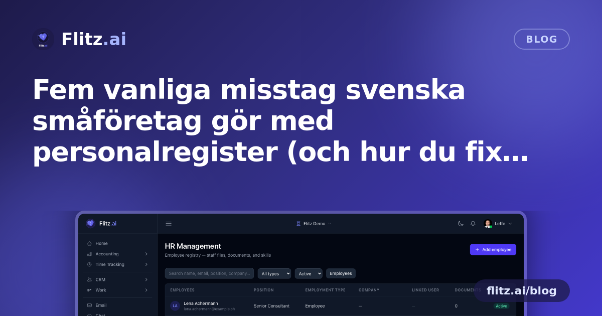 Fem vanliga misstag svenska småföretag gör med personalregister (och hur du fixar dem)