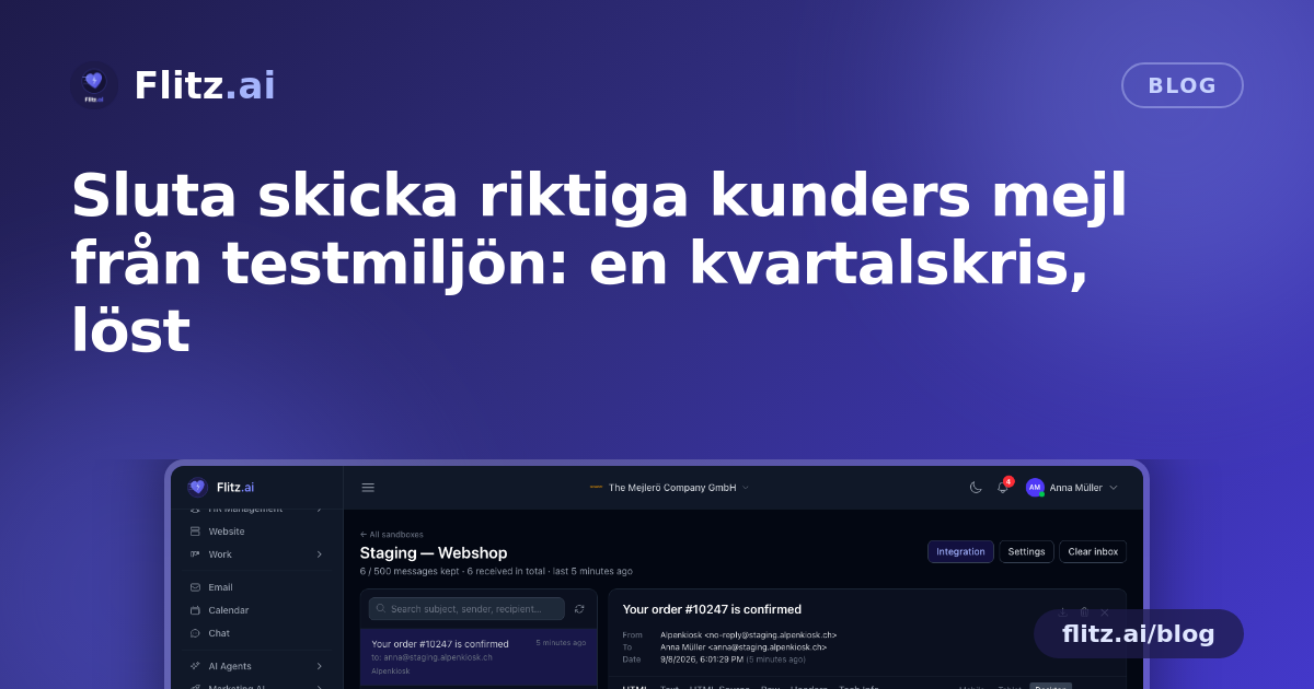 Sluta skicka riktiga kunders mejl från testmiljön: en kvartalskris, löst