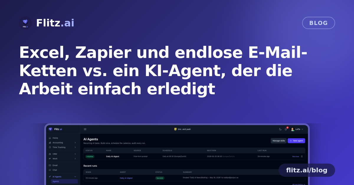 Excel, Zapier und endlose E-Mail-Ketten vs. ein KI-Agent, der die Arbeit einfach erledigt