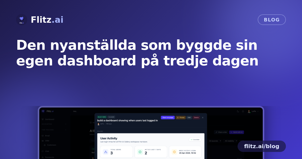Den nyanställda som byggde sin egen dashboard på tredje dagen