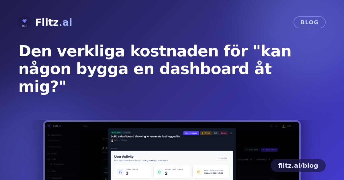 Den verkliga kostnaden för "kan någon bygga en dashboard åt mig?"